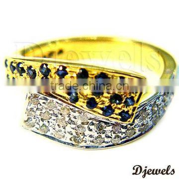 18K Blue Sapphire Diamond Rings, Diamond Wedding Rings, Blue Sapphire Jewelry