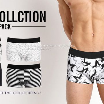 Men's underwear wholesale cotton black and white gray series men's boxer briefs OEM / ODM