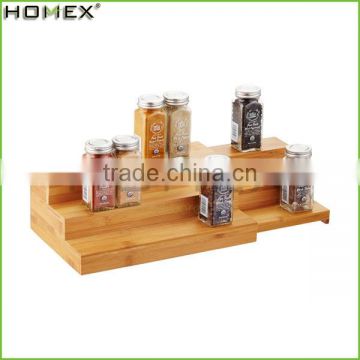 3 Tier Extensible Bamboo Spice Rack/Expanding Spice Shelf/Homex_FSC/BSCI Factory