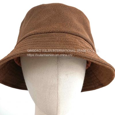men's and women's fashion genuine sheepskin leather bucket hat