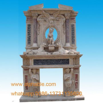 Carved marble fireplace over mantels
