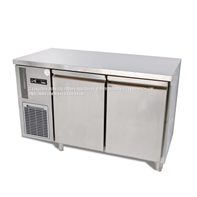 1200mm Stainless Steel Refrigeration Equipment Double Door Fresh-Keeping Refrigerator Cold Freezer Under Counter Chiller