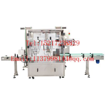 Hot sale customized heads automatic tracking type screw capping machine with automatic lids feeder for liquid plastic bottle