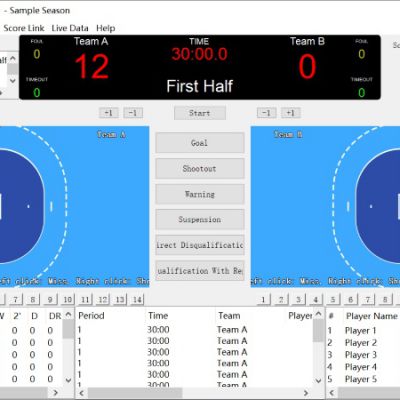 Handball match technical statistics software