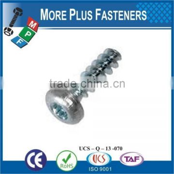 Made in Taiwan Pan Head Phil Torx or Pozi Recess Thread Forming Plastite Trilobular Screw