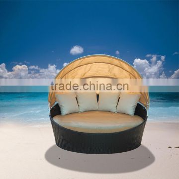 All weather wicker round sunbed with canopy