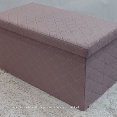 Foldable storage pressed velvet ottoman-Pink