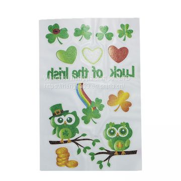 Saint Patrick's Day Temporary Tattoo Stickers For Man Women Four Leaf Clover Fake Tattoo For Woman Waterproof Tattoos Green