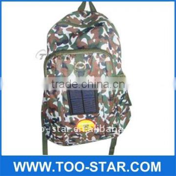 Fashional Leisure Military fatigues style 1000MAH high capability solar backpack traveling,sports,leisure business best chose