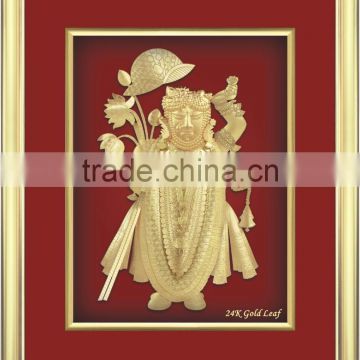 Factory Directly 24k Gold foil Indian god picture with frame