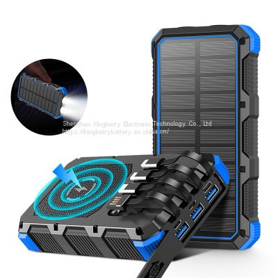 Solar charging Bank 36800 mah wireless charger with cable 15W fast charging mobile power
