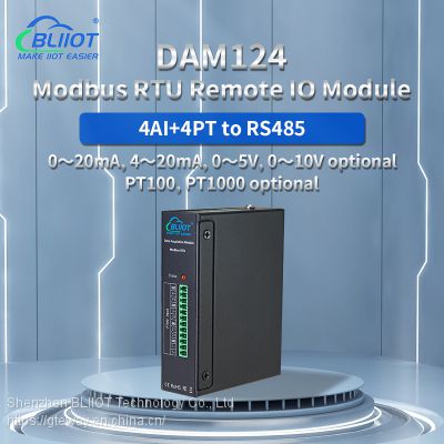 BLIIOT Modbus RTU 4AIN+4PT100+1RS485 custom humidity monitoring module DAM124 for dry contact