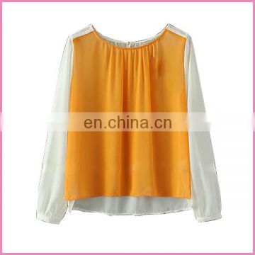 sun-proof stitched chiffon blouse long sleeve