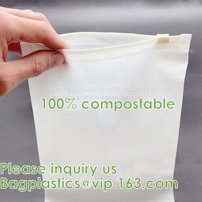 100% compostable material Slider grip bag PLA Biodegradable Corn Starch Compostable Slider lock Bag for food storage