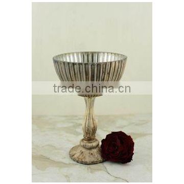 antique metal bowl with stand flower decoration in wedding