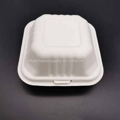 Biodegradable Disposable 6″ Bagasse Burger Box great for leftover sandwiches