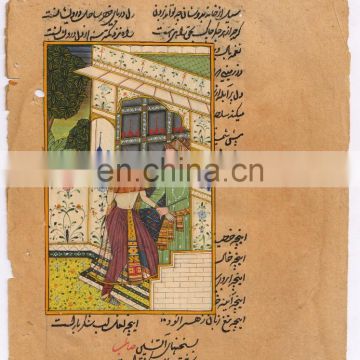 Miniature Painting Mugal Harem Scene Original Wall Decor Art Paper Painting Water Color Painting Hand Painted