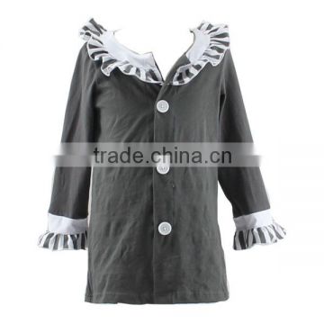 Wholesale OEM design stripes ruffle cotton clothes for kids long sleeve winter baby coat