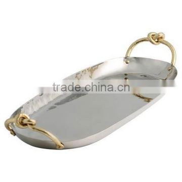 top quality metal serving tray with fancy handle