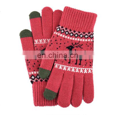 Wholesale Autumn Winter New Lovely Riding Outing Christmas Deer Touch Screen Gloves Keep Warm Plush Gloves