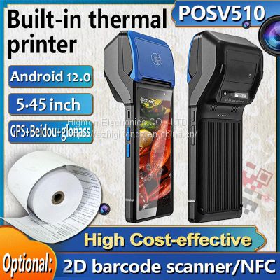 Cheapest 5.45 Inch MT6761 Quad-Core Android 12 2GB+16GB 1D/2D Scanner POS Thermal Printer Handy PDA 4G Network Handheld Terminal