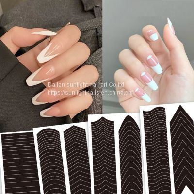 Nail enhancement French side auxiliary stickers ins Fengyue Teeth Smile Line Nail enhancement stickers V-shaped nail polish adhesive wholesale