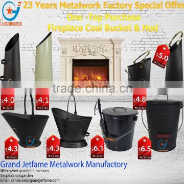 2016 fireplace accessories ash coal bucket powder coated black metal coal bucket