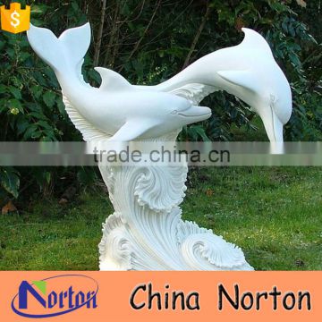 natural white marble dolphin statue for sale NTBM-A021X