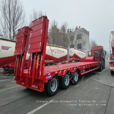 Low flatbed semi-trailer Hydraulic ladder semi-trailer Automatic low flatbed export trade
