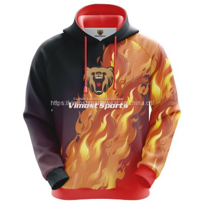 fashionable sublimated warm hoodie with cool fire graphics