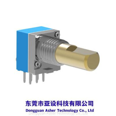 8mm metal shaft horizontal type dual gang Rotary Potentiometer use for interpone and Small Audio Device, Small Radio