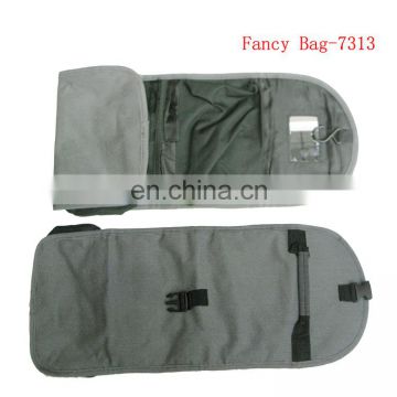 Promotional heavy duty gray polyester hanging toiletry bag for men