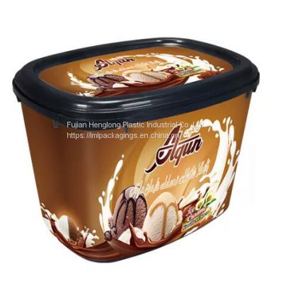 2L Plastic Ice Cream Container oval shape high stand style