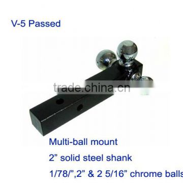 American style black powercoat multi-ball mount 1-7/8", 2", 2-5/16" chrome plated hitch balls