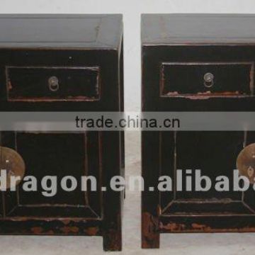 Chinese antique furniture Beijing pine wood red/black/ blue bedside two door two drawer cabinet