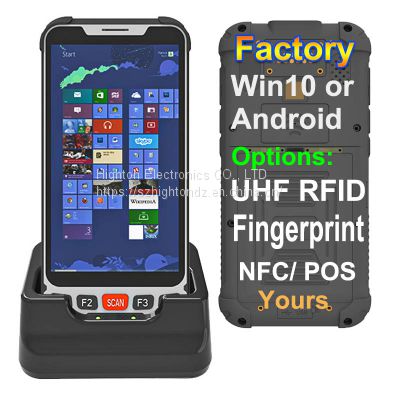 Cheapest 5.5 Inch WIN10 4+64GB Z8350 USB3.0 1920*1080 Rugged Handheld Computer Smart Hand Terminal PDA NFC 2D UHF RFID Scanner