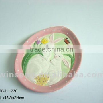 Customized Ceramic Easter Rabbit Plate for promotional gifts