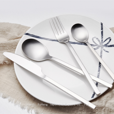 Wholesale Reusable dinnerware Custom Logo Luxury Wedding Spoon Fork Knife Stainless Steel Silver Cutlery Flatware Sets