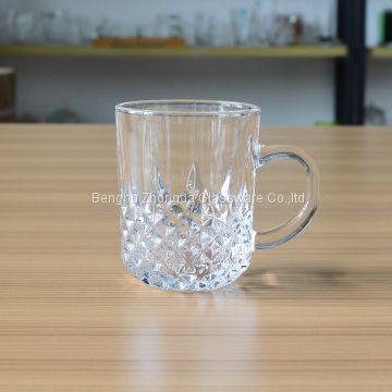 Wholesale embossed  glass mug and with 100% safety