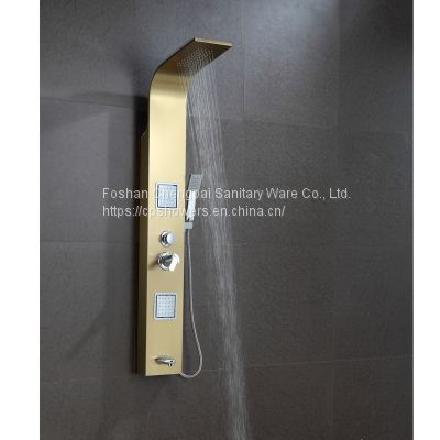 Gold finish Shower panel with body jet hanheld shower head 304 stainless steel sanitary shower system