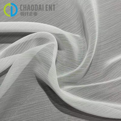 Sheer soft white dyeing 100%RPET white chiffon fabric for clothing dress