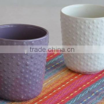 Beautiful Dotted Glazed Solid Color Ceramic Flower Pot