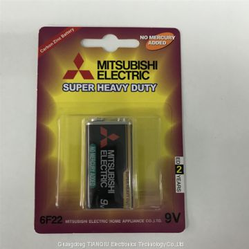 6F22 9V mitsubishi Super Heavy Duty Carbon zinc Battery 9V battery