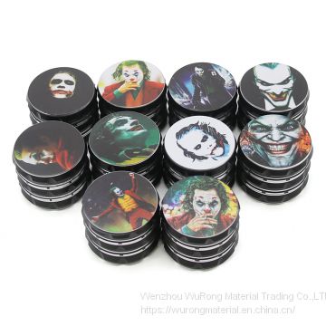 D63mm&H50mm aluminium alloy 4-layer white line colour printing comic and animation smoking grinder tobacco grinder