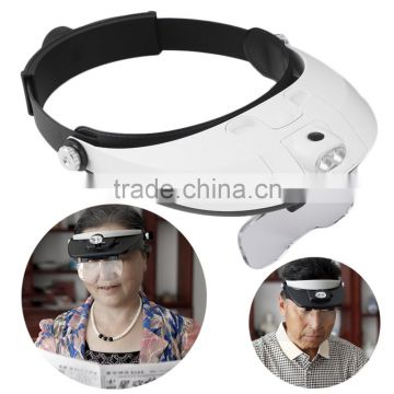 2017 Hot Selling 2 LED Headband Glasses Illuminated Magnifier Loupe Single/Bi-plate Magnifications 5 Lens