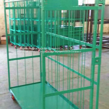 Green Mesh Roll Cage Container Folded With Powder Coating