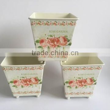 hand painted metal planters