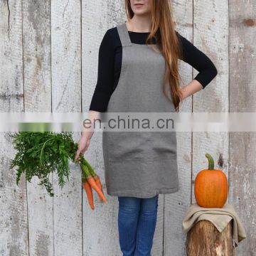 Back cross natural Linen apron stonewashed linen Kitchen apron