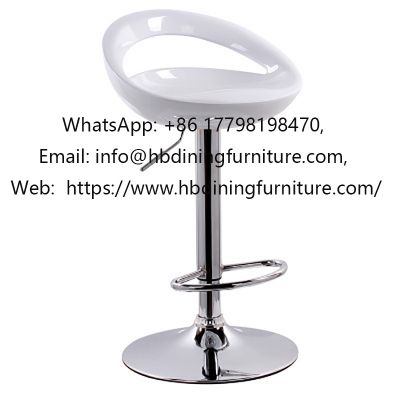 Plastic swivel bar chair with hollow backrest and high legs
