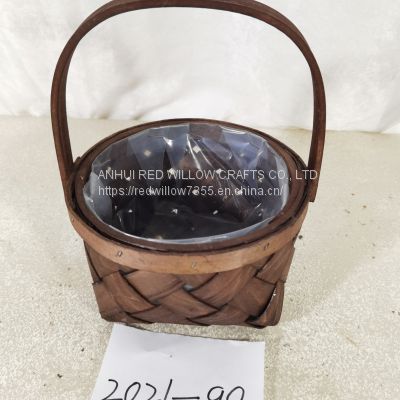 Hand Woven Wood Chip Baskets Storage Basket with Handle